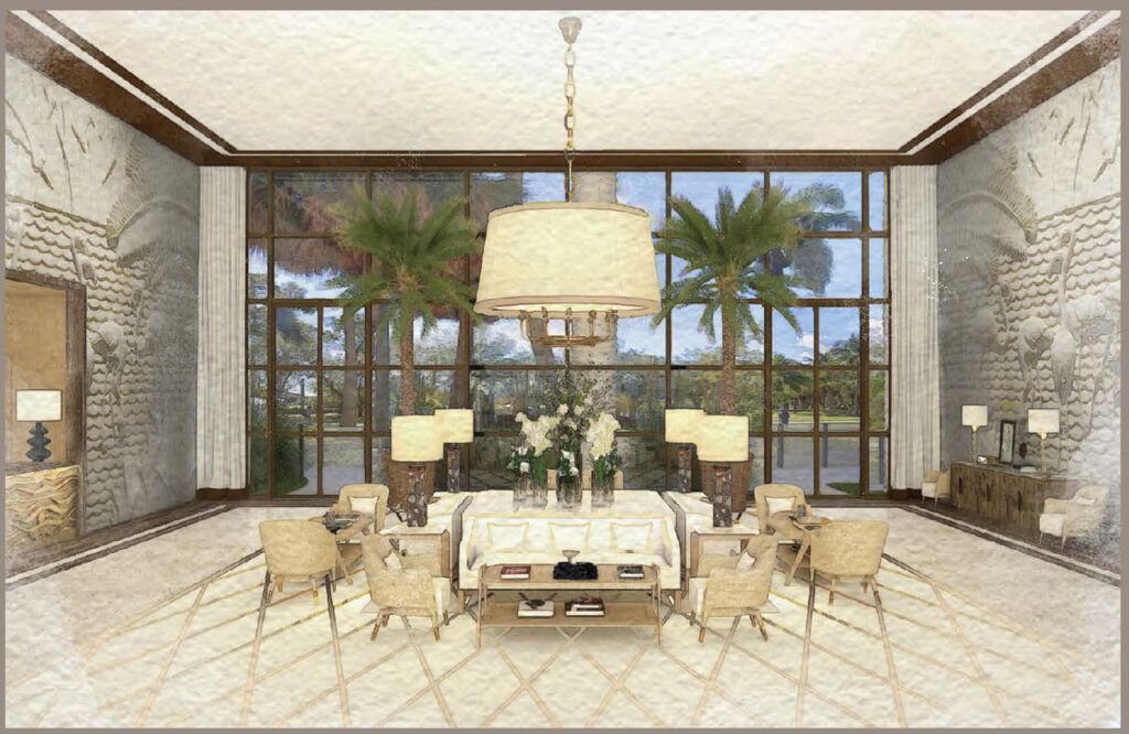 Lobby at Four Seasons Residences Coconut Grove Pre Construction Sales 305-726-4312